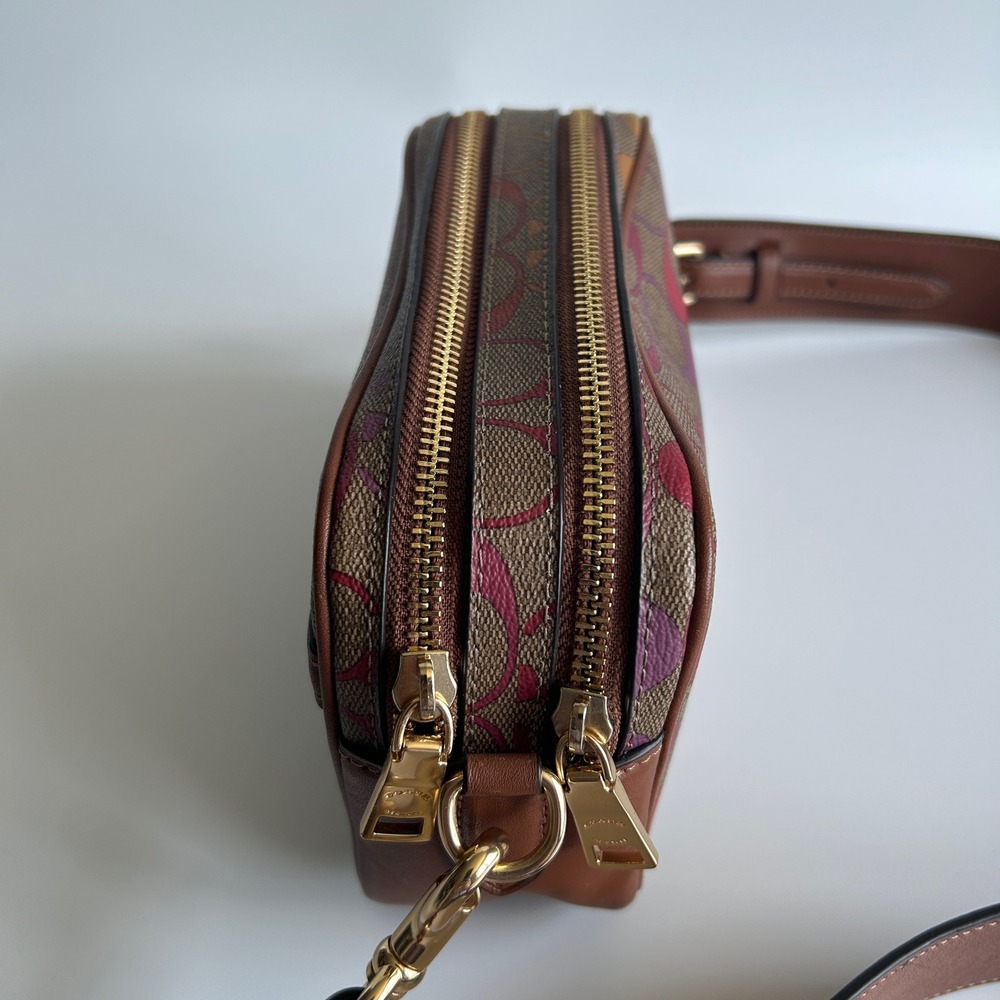Coach Jes Crossbody 20 Rainbow Signature Canvas Leather Bag C1308 Excellent - Picture 4 of 11
